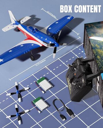 Літак на радіокеруванні VolantexRC 761-5 P-51 Mustang RTF 4-канальний, з Xpilot стабілізацією, для початківців, готовий до польоту