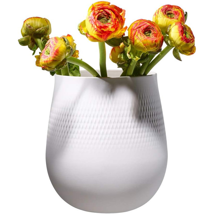 Ваза Villeroy & Boch Collier Blanc, квадратна, 20.5 x 20.5 x 22.5 см, преміум фарфор, білий, сучасний дизайн