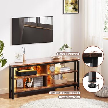 Тумба під телевізор кутова Dripex з LED підсвіткою, дерев'яний стиль, металевий каркас, індустріальний дизайн 106x36x45.5 см