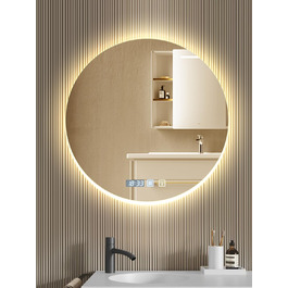 Дзеркало для ванної кімнати 600мм з підсвічуванням, регульоване, з антизапарюванням, таймером, IP44, кругле