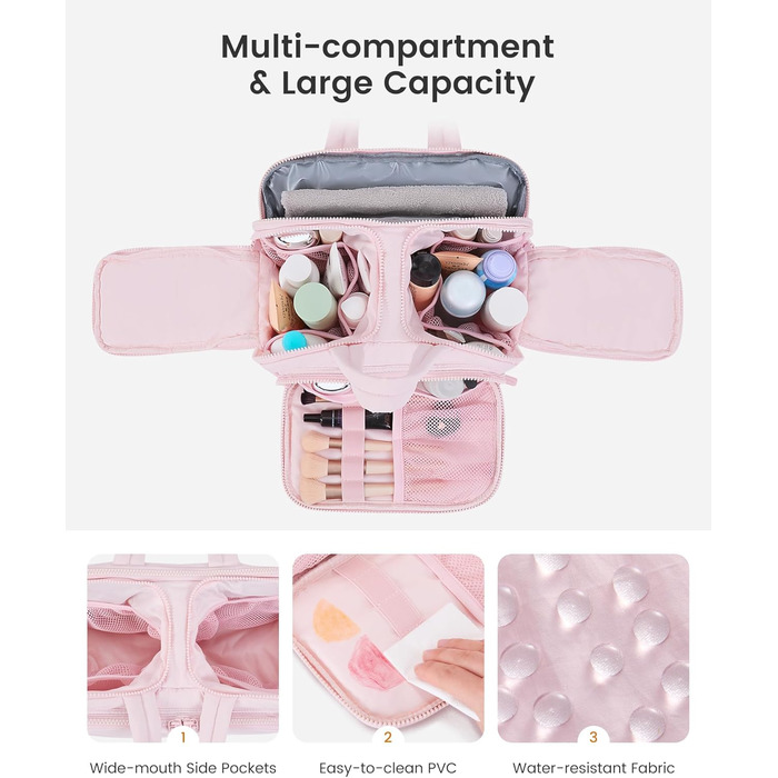 Сумка для косметики OVEVOOK для жінок, велика, з водонепроникним відділенням, рожева (L, блакитна)