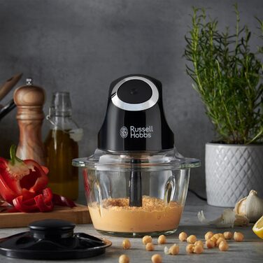 Подрібнювач Russell Hobbs Desire Mini для овочів та цибулі, 500 мл, скляна чаша, матовий чорний, 200 Вт, 24662