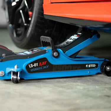 Гідравлічний домкрат STIX 2.5T низькопрофільний з кейсом, гумовими накладками та адаптером для SUV - для легкових та позашляхових автомобілів
