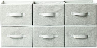 Набір з 6 коробок для зберігання, складна коробка для зберігання Тканина, стійка та компактна Тканинна коробка з міцного флісу, сірого кольору, розміри 28x27x20 см, підходить для невеликих кімнат, полиць і ящиків, 2friends