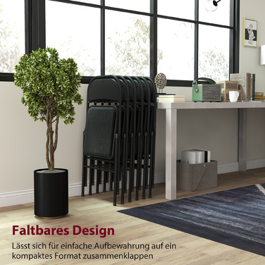 Набір з 2-х розкладних стільців, портативні офісні стільці, металевий каркас, складаний стілець для офісу, рецепції, зони очікування, з текстурою льону, чорного кольору.