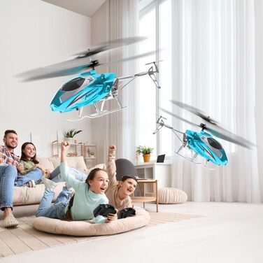 Радіокерований вертоліт VATOS для хлопчиків, 2.4G з LED підсвіткою, від 12 років, стабільна висота, автоматичний зліт, синій