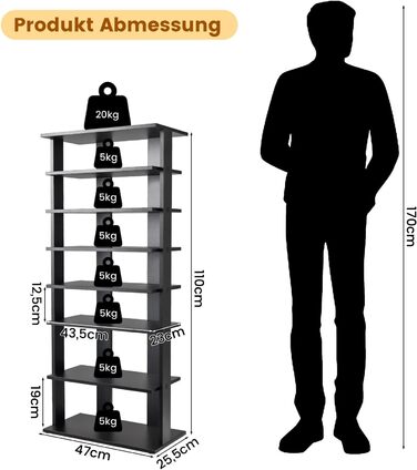 Рівнева полиця для взуття COSTWAY регульована по висоті, компактна дерев'яна полиця для взуття, вертикальний органайзер для взуття, окремо стояча кутова полиця для входу, передпокій (чорний, подвійний) подвійний чорний, 8-