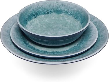Набір посуду Melamin Adria Blue для 2 особи (8 предметів) - керамічний ефект, для кемпінгу, дому, пікніка