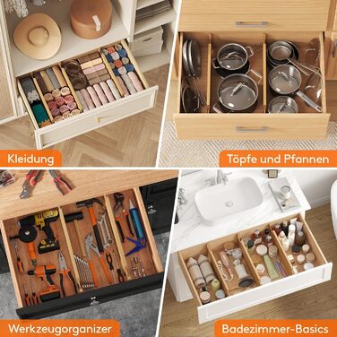 Органайзери для ящиків LifeWit 8 шт. з бамбука, регульовані, 42-56 см, для кухні, шафи, столу