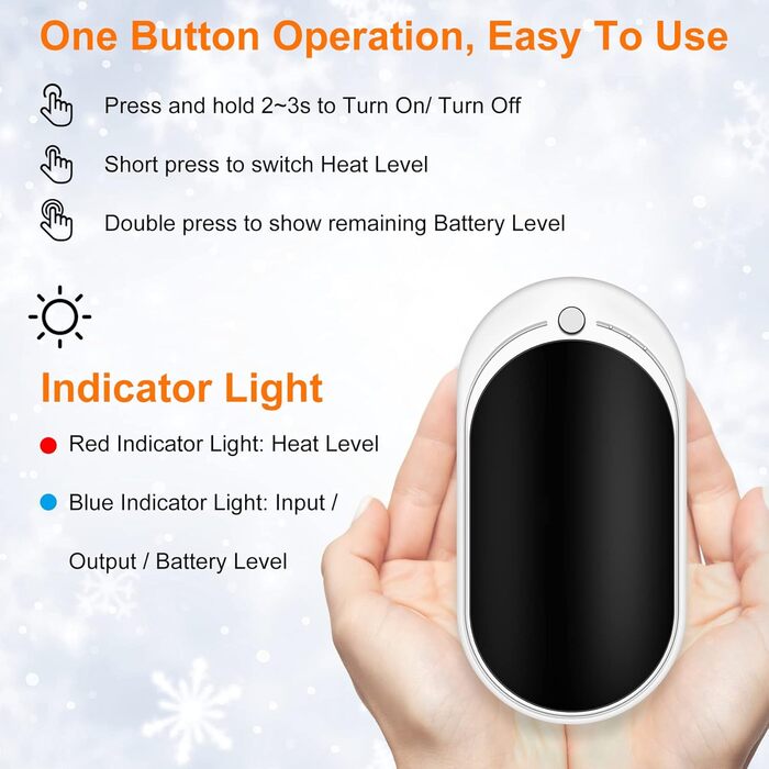 Електричний грілка для рук USB, Powerbank 5200mAh, портативний, багаторазовий, для жінок та чоловіків, для кемпінгу, зимові подарунки, чорний та білий