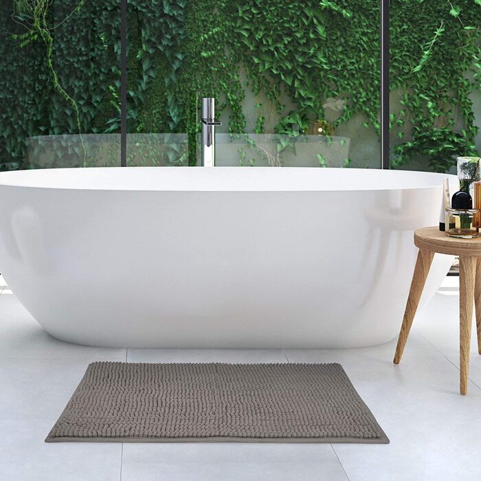 Нековзний килимок для ванної Beautissu 70x120 см-Килимок для ванної кімнати BeauMare WR з синелі, відповідний для підлоги з підігрівом-пухнастий килимок для ванної кімнати для душу, ванни і туалету (70 x 120 см, антрацит)
