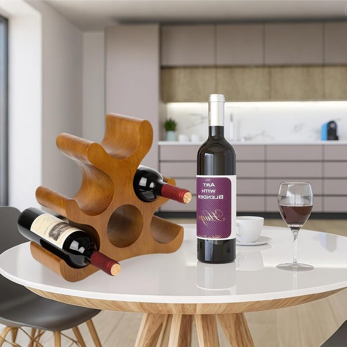 Стелаж для вина на 6 пляшок, підлоговий, для шафи, комори, бару, кухні (коричневий)