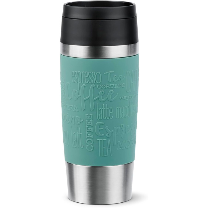 Термокружка Emsa N20210 Travel Mug Classic, 0.36 л, нержавіюча сталь, Petrol | Збереження тепла 4 години, холоду 8 годин | 100% герметична, з невеликим отвором для пиття, придатна для миття в посудомийній машині