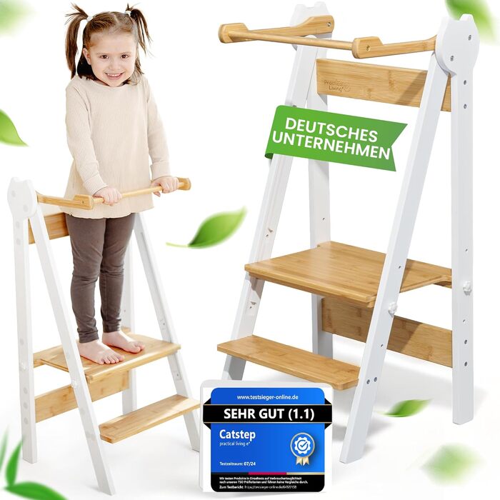 Навчальна вежа Lernturm Montessori: дерев'яна, регульована висота, для дітей від 1 року, складана. Ідеально для дому та навчання.