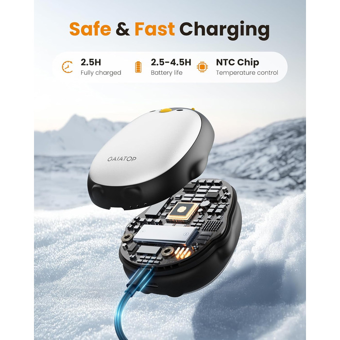 Електричні грілки для рук Gaiatop, 2 шт. з 3 режимами нагріву, магнітні, портативні, багаторазові. Ідеально для кемпінгу, піших прогулянок, полювання. Чудовий подарунок для жінок та чоловіків. Чорний колір.