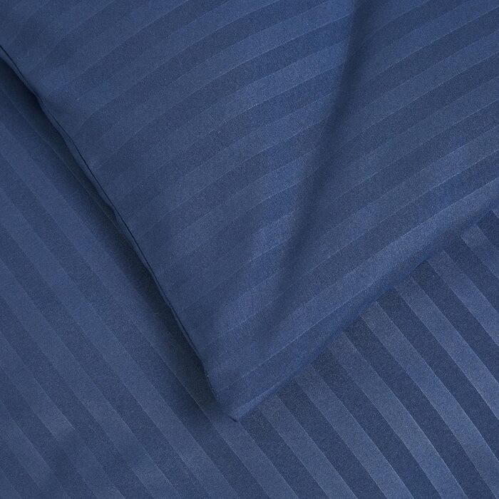 Комплект розкішної постільної білизни Domopolis Basics, мікрофібра, 260x240 см, темно-синій, в смужку