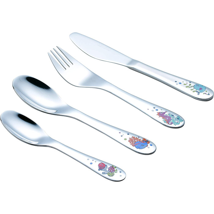 Набір дитячого посуду Exzact з нержавіючої сталі (6 шт.) - миска, тарілка, ніж, виделка, ложка для чаю, столова ложка - подарункова коробка