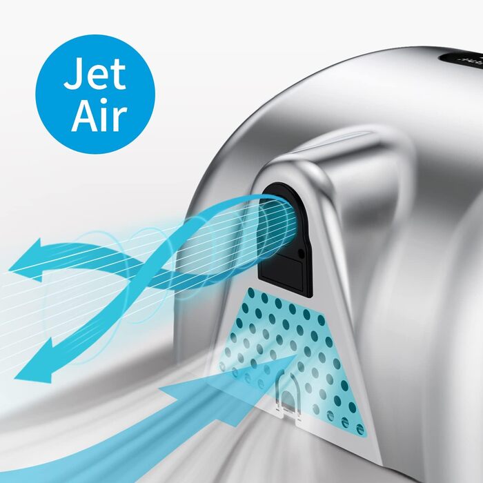 Електричний сушар для рук AIKE AK2800B ECO з датчиком, HEPA-фільтром та нержавіючою сталлю, 10-15 сек сушіння