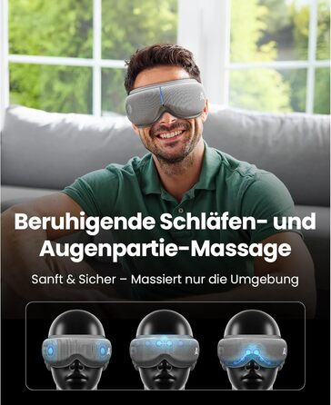 Масажер для очей BOB AND BRAD EyeOasis 3 Elite з підігрівом та охолодженням, маска для очей при мігрені, сухість очей, зняття стресу, покращення сну, сірий колір