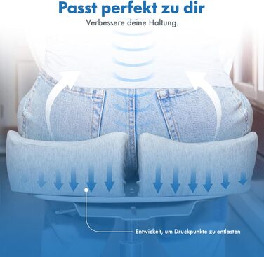 Ортопедична подушка для сидіння Kalmise | Подушка для офісного крісла з Memory Foam | Подушка для куприка для офісу, дому, авто або інвалідного візка