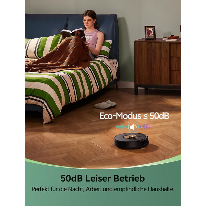 Робот-пилосос Vexilar з функцією миття підлоги, 8000Pa, LiDAR-навігація, 5 карт, 180 хв роботи, 50dB, керування через додаток та голосовий помічник, для твердих поверхонь та килимів, золотий