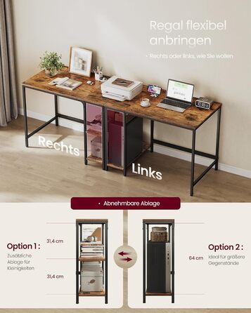 Комп'ютерний стіл VASAGLE 100x50 см, офісний, вінтажний стиль, для робочого кабінету, спальні, вітальні, колір: коричневий + чорний