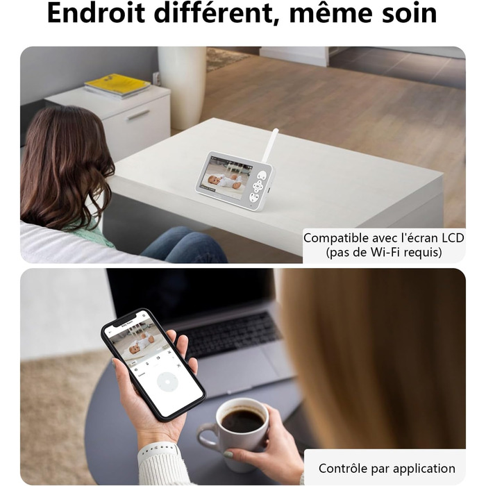 Відеоняня Wansview з камерою 1080P, Wi-Fi 2.4/5 GHz, нічна зйомка, датчик руху/звуку, двосторонній зв'язок, відстеження, контроль температури