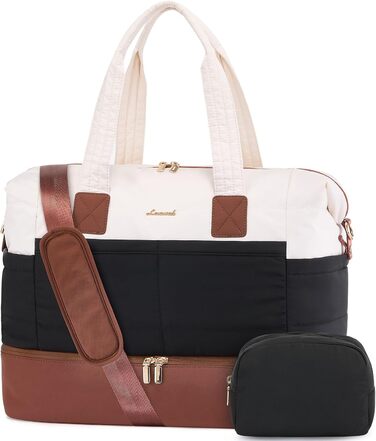 Сумка-мішок LOVEVOOK для подорожей, 52x38x25 см (50 л), з відділенням для взуття та косметичкою, бежево-оливковий колір