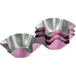Форми для випічки гофровані, фантазійні форми для випічки, антипригарне покриття, креативна випічка (рожевий/сріблястий), 4 шт., 7473