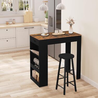 Стіл-бар WOLTU з ящиком та полицями, вінтажний коричневий (100 x 50 x 100 см)