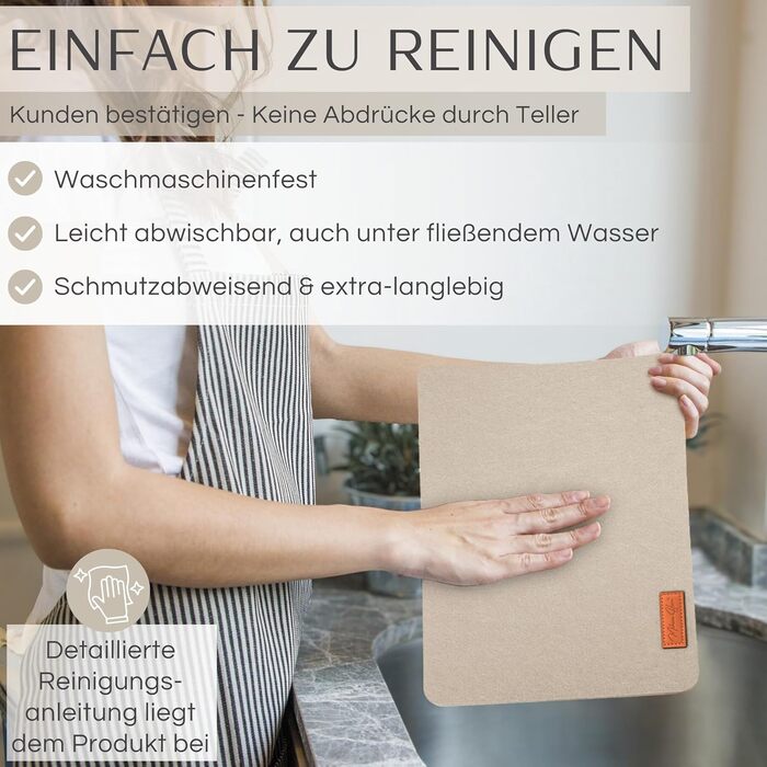 MAHEWA® Преміум комплект килимків на стіл з фетру (6 шт.) - антиковзаючі, миючі, для посуду (антрацит/коричневий, бежевий)