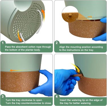 Набір з 2 горщиків для квітів 25.4 см, пластик, з системою поливу, для дому, балкону, саду, сукулентів, кактусів (зелений, коричневий)