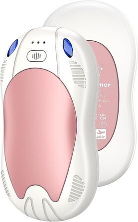 Електричні грілки для рук FANDLISS з магнітом, 10000mAh, 2 шт., з двостороннім нагрівом, USB, багаторазові, 3 режими нагріву, для активного відпочинку, гольфу, кемпінгу (рожевий)