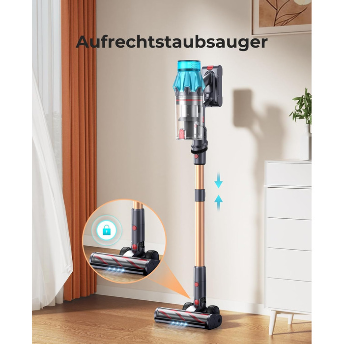 Бездротовий акумуляторний пилосос Fieety 8-в-1: потужне всмоктування 50kPa, 600W, 65 хвилин роботи, 1.6L, без мішка, для дому та авто, з турбощіткою та базою для зарядки. Ідеально для видалення шерсті тварин, килимів та твердих поверхонь.