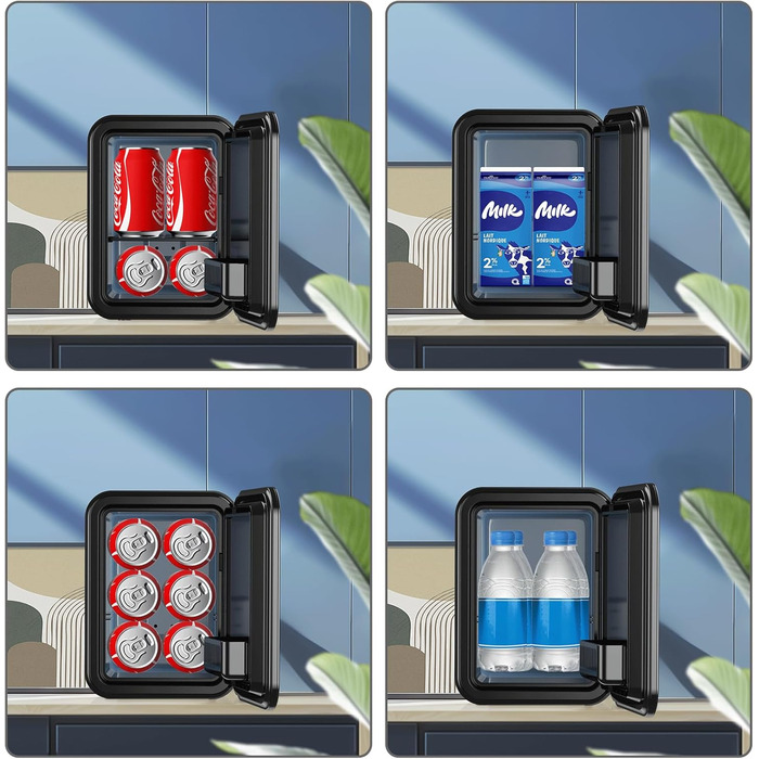 Mini холодильник Enventor 10L: портативний, з подвійним охолодженням, 12V/220V, для авто, спальні, офісу, чорний