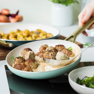 Набір сковорідок GreenPan Shades з керамічним антипригарним покриттям, 3 шт. (20/24/28 см), без PFAS, для індукційних плит, з нержавіючою сталею, безпечний для посудомийної машини, термостійкий, колір Terra (зелений)