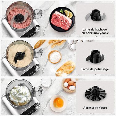 Кухонний комбайн Camic 1500W з мискою 2.5л, 6 програм, подрібнювач, нарізач, міксер – аксесуари, для дому (Silver-up)