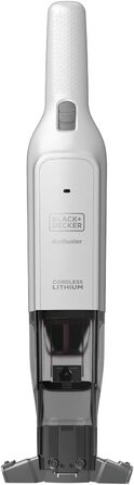 Акумуляторний ручний пилосос BlackDecker Dustbuster Slim HLVC315J11 (12 В, 1,5 Агод, без мішка та бездротовий, з вбудованою насадкою для всмоктування розміру XXL, включаючи зарядний кабель, щілинну насадку та щітку для м'яких меблів), білий