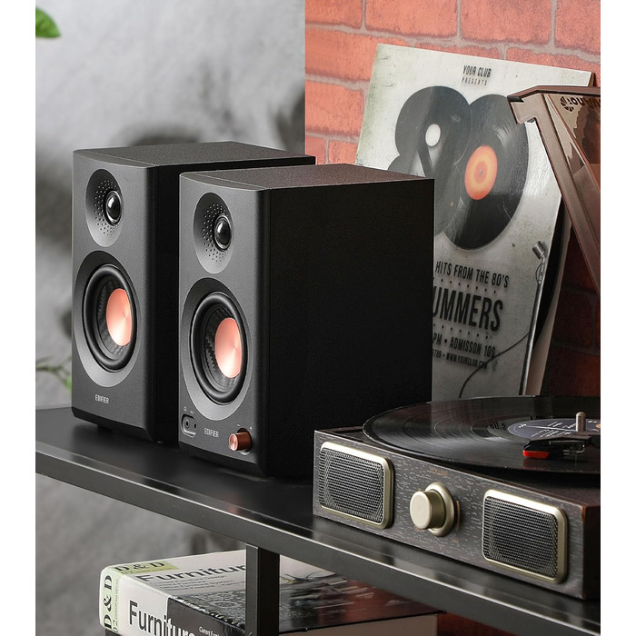 Edifier MR3 - Компактні студійні колонки 2.0, Hi-Res Audio, Bluetooth 5.4, RCA, AUX, керування через додаток, 2 x 18W, Чорний