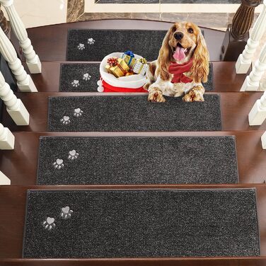 BEQHAUSE Килимки на сходи, 15 шт., антиковзаючі, 22x70 см, поліестер/TPE, для дітей та домашніх тварин