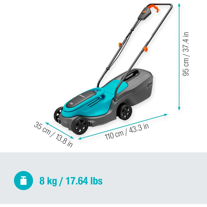 Акумуляторний газонокосарка Gardena PowerMax 37/36V P4A: комплект для використання, ширина зрізу 37 см, об'єм травоспіральника 45 л, центральне регулювання висоти зрізу, двигун PowerPlus з Eco-режимом