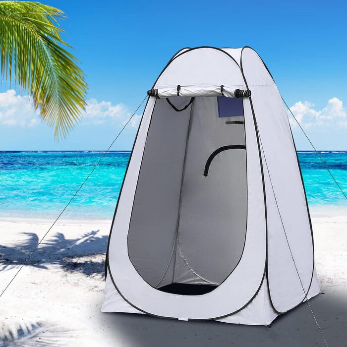 Намет-роздягальня Pop-Up для туалету, сірий, 150x150x190 см. Розкладний намет для туалету, душу, пляжу, риболовлі, кемпінгу. Водонепроникний, з UV-захистом, з сумкою для перенесення