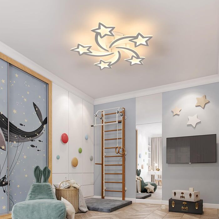 Стельовий світлодіодний світильник Seamoon, стельовий світильник для спальні 62W 4500LM стельовий світильник вітальні сучасний стельовий світильник дитячої кімнати 3000K тепле біле світло, 53 см (5 світло, тепле світло)
