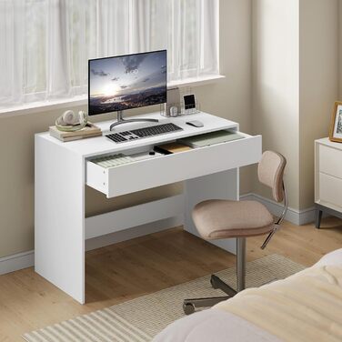 Комп'ютерний стіл з ящиками для дітей та спальні, мінімалістичний дизайн, 100x50x75 см, білий