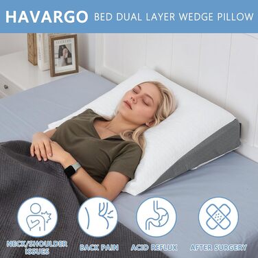 Подушка для ніг Havargo з піною з пам'яті, для підтримки ніг, знімний чохол, двошарова подушка для ніг, для сну з піднятими ногами