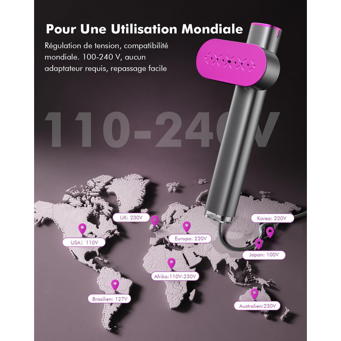 Портативний паровий випрямляч для одягу Stunden - 2 в 1 (праска + випрямляч), 1000 Вт, 110-240V, для подорожей та дому