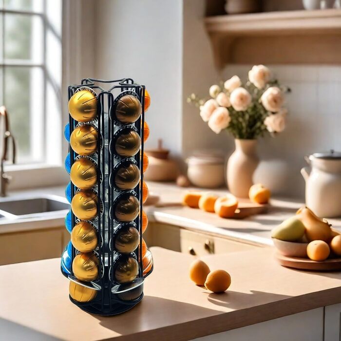 Тримач для капсул Vertuo MaxMiuly (35 шт), обертається, для зберігання капсул кави Vertuo, сумісний з Nespresso (Чорний)