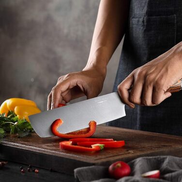 Японський ніж Nakiri 7 дюймів: професійний кухонний ніж для овочів з нержавіючої сталі з високим вмістом вуглецю
