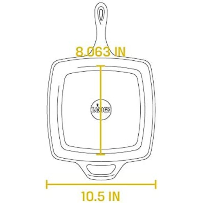 Квадратна чавунна сковорода-гриль/фритюрниця з попередньою приправою Lodge 26,67 см/10,5 дюймів