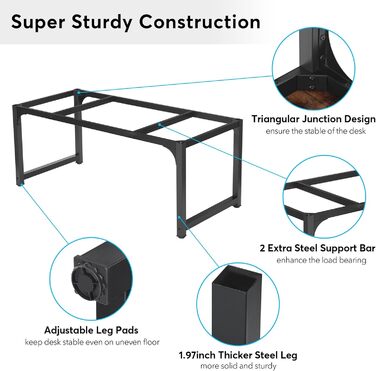Стол Tribesigns 160 x 80 см: Комп'ютерний, офісний, для робочого кабінету, сучасний, вінтажний, коричнево-чорний